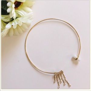NWOT Gold Tone Glittering Tassel Rhinestone Chocker Necklace